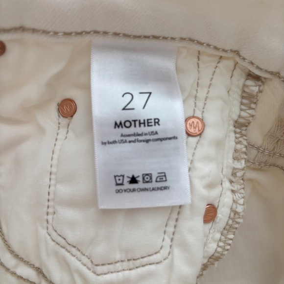 Mother The Insider Jeans Crop Step Fray Sz 27 Cream Puffs - Picture 8 of 10